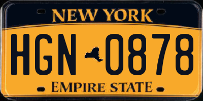 NY license plate HGN0878