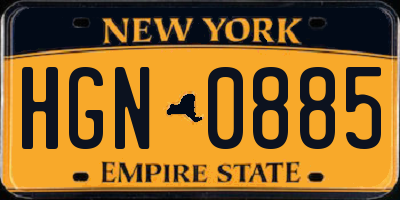 NY license plate HGN0885
