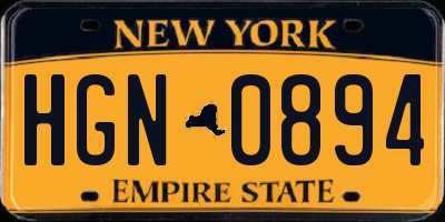 NY license plate HGN0894