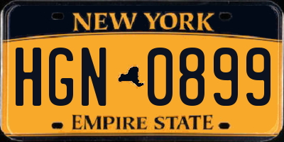 NY license plate HGN0899