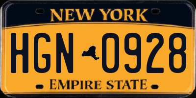 NY license plate HGN0928