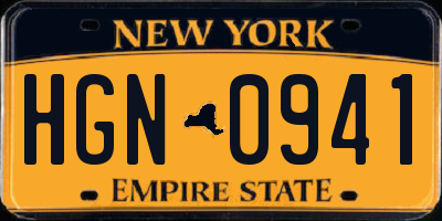 NY license plate HGN0941