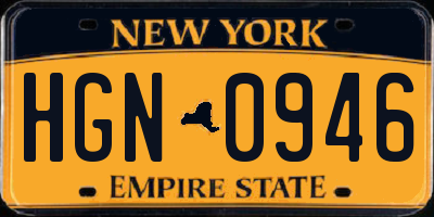 NY license plate HGN0946