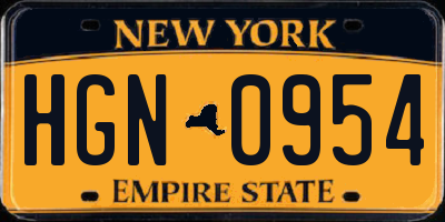 NY license plate HGN0954