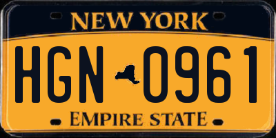 NY license plate HGN0961