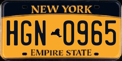 NY license plate HGN0965