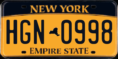 NY license plate HGN0998