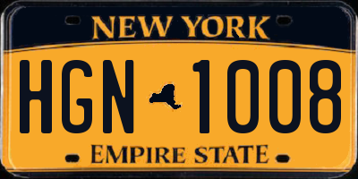 NY license plate HGN1008