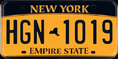NY license plate HGN1019