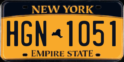 NY license plate HGN1051