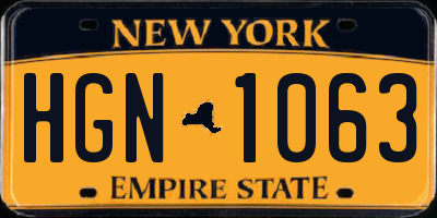 NY license plate HGN1063