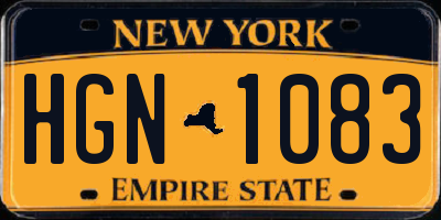 NY license plate HGN1083