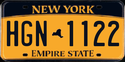NY license plate HGN1122
