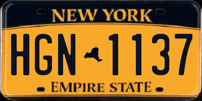 NY license plate HGN1137