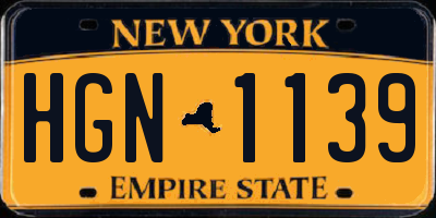 NY license plate HGN1139
