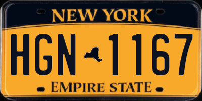 NY license plate HGN1167