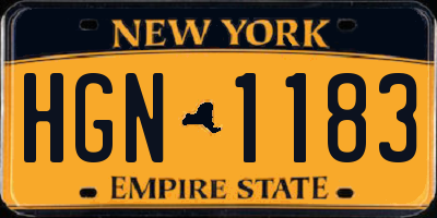 NY license plate HGN1183