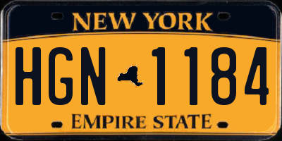 NY license plate HGN1184