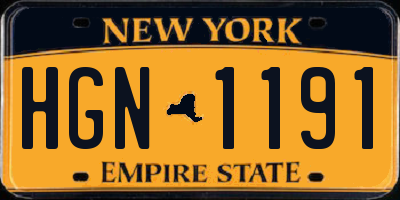 NY license plate HGN1191