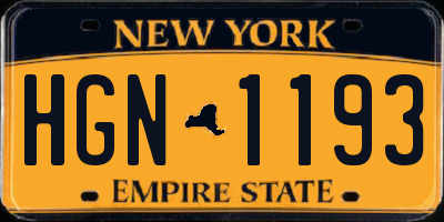NY license plate HGN1193