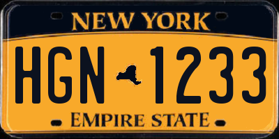 NY license plate HGN1233