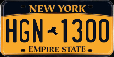 NY license plate HGN1300