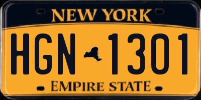 NY license plate HGN1301