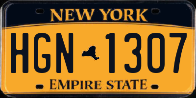 NY license plate HGN1307