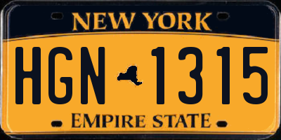 NY license plate HGN1315