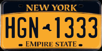NY license plate HGN1333
