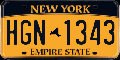 NY license plate HGN1343