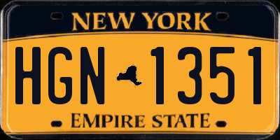 NY license plate HGN1351