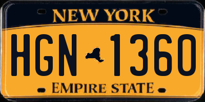 NY license plate HGN1360