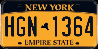 NY license plate HGN1364