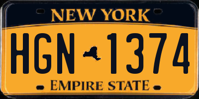 NY license plate HGN1374