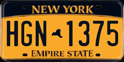 NY license plate HGN1375