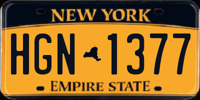NY license plate HGN1377
