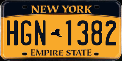 NY license plate HGN1382