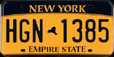 NY license plate HGN1385