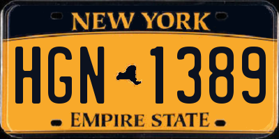 NY license plate HGN1389