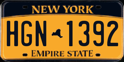 NY license plate HGN1392