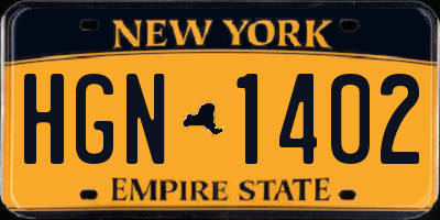 NY license plate HGN1402