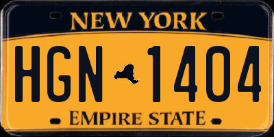 NY license plate HGN1404