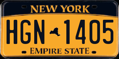 NY license plate HGN1405