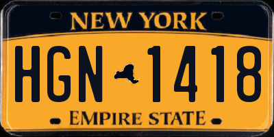NY license plate HGN1418