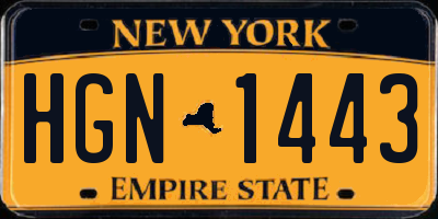 NY license plate HGN1443