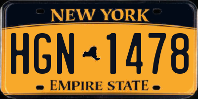 NY license plate HGN1478