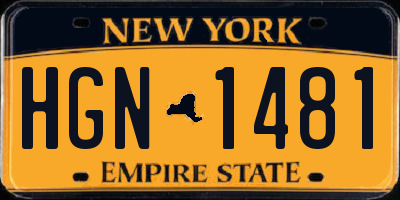 NY license plate HGN1481