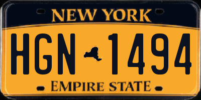 NY license plate HGN1494