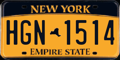NY license plate HGN1514
